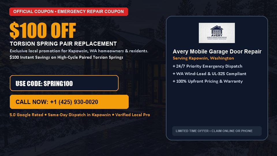 Avery Mobile Garage Door Repair $100 OFF Dual Torsion Spring Replacement