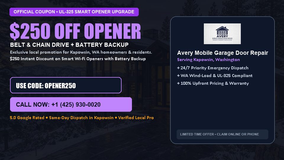 Avery Mobile Garage Door Repair $250 OFF Premium LiftMaster Opener Installation